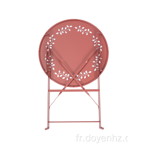 Table ronde pliante en métal 60 cm avec motif de feuilles